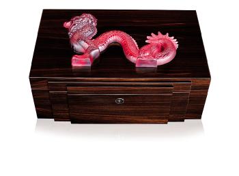 dragon jewellery box in limited edition (88 pieces), natural ebony with red crystal, large size red lalique 10203500 Dragon jewellery box in limited edition (88 pieces), natural ebony with red crystal, large size red - Lalique